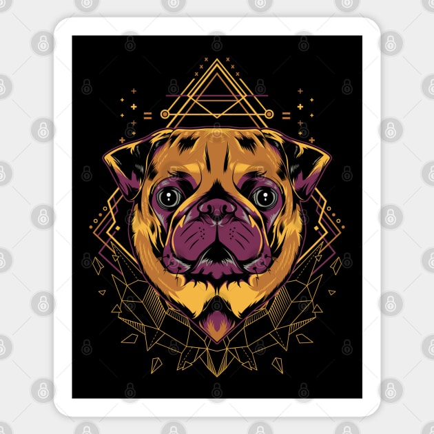 Pug Dog Geometric Sticker by Mako Design 